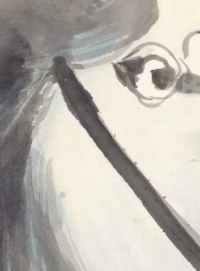 张大千国画墨荷图竖幅挂轴字画作品高清微喷复制酒店客厅装饰