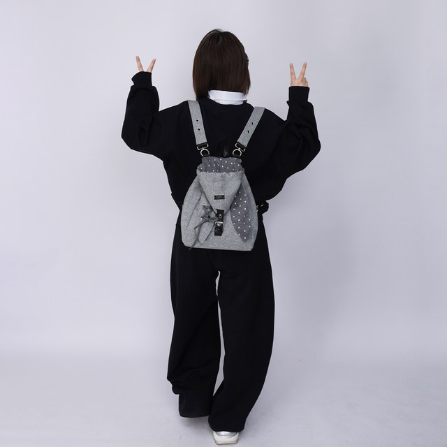 Rebirth wild setting rabbit ears backpack 2026 spring class splicing style cute bag crossbody school bag