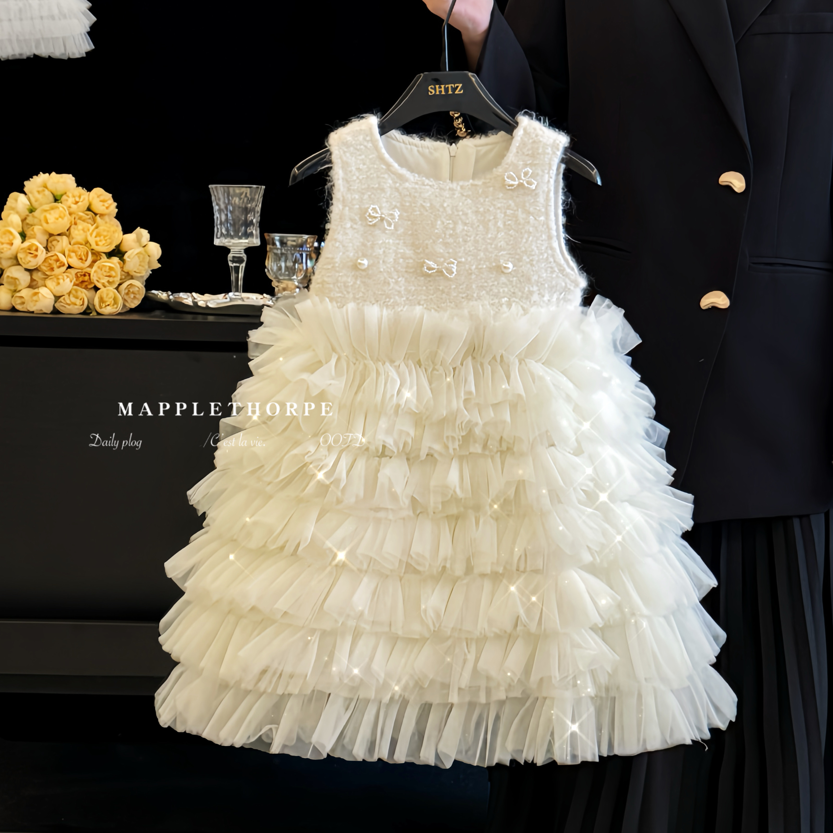 女童连衣裙冬装洋气时髦白色生日公主裙儿童蓬蓬裙礼服蛋糕裙套装,淘宝优惠券,粉丝福利购,淘宝优惠卷