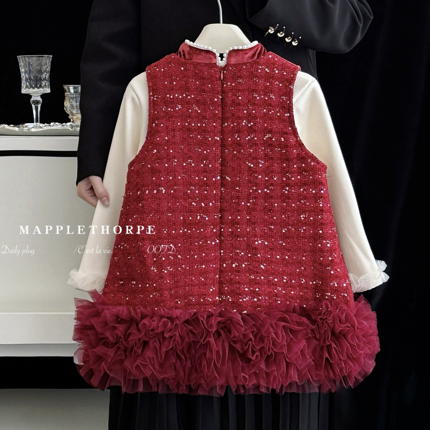 女童红色连衣裙冬季加厚夹棉宝宝背心裙套装儿童洋气中国风拜年服,淘宝优惠券,粉丝福利购,淘宝优惠卷