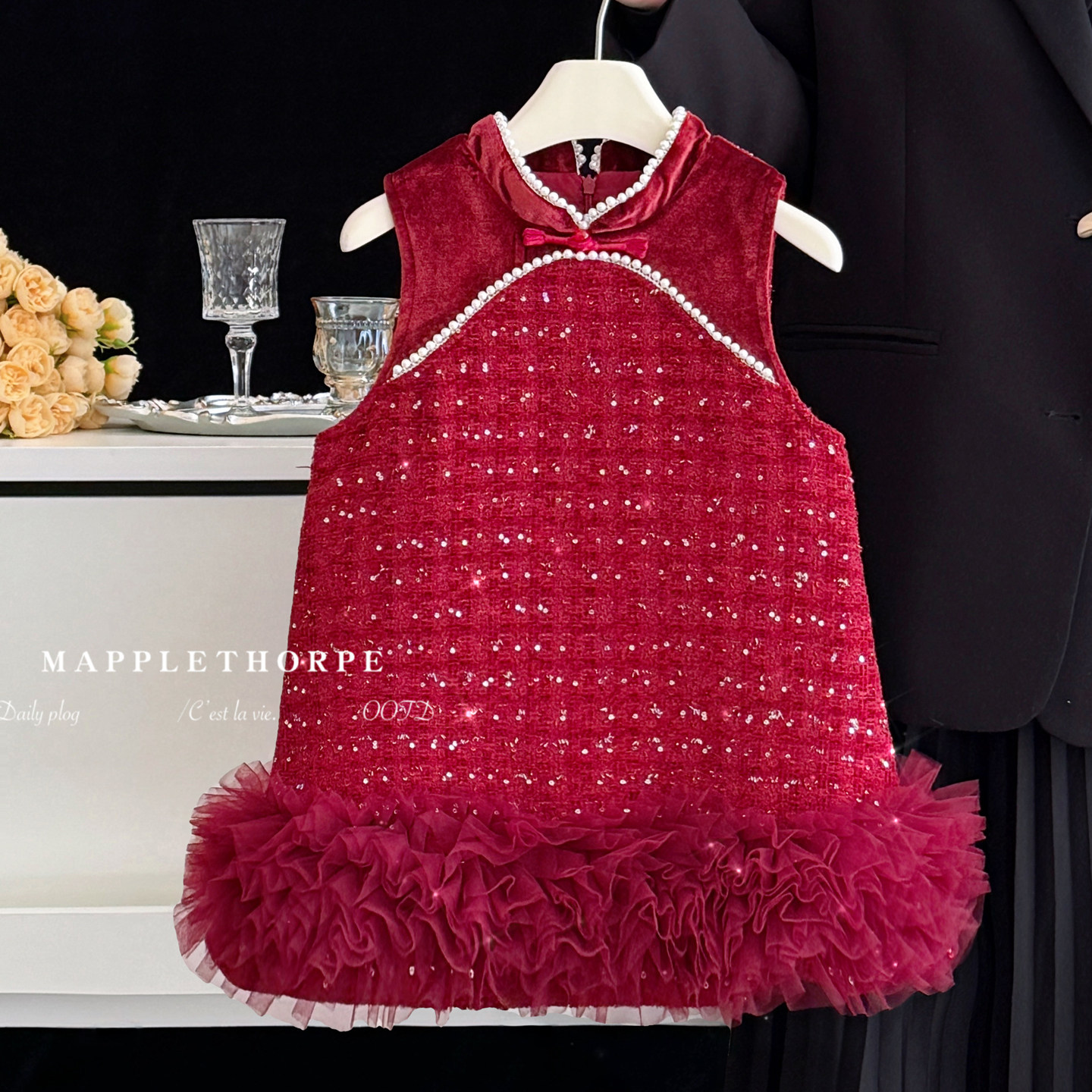 女童红色连衣裙冬季加厚夹棉宝宝背心裙套装儿童洋气中国风拜年服,淘宝优惠券,粉丝福利购,淘宝优惠卷