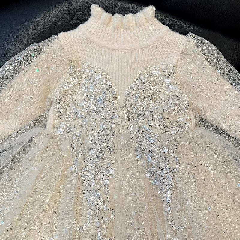 女童连衣裙秋冬2025新款毛衣裙儿童生日公主裙洋气白色高级感礼服,淘宝优惠券,粉丝福利购,淘宝优惠卷