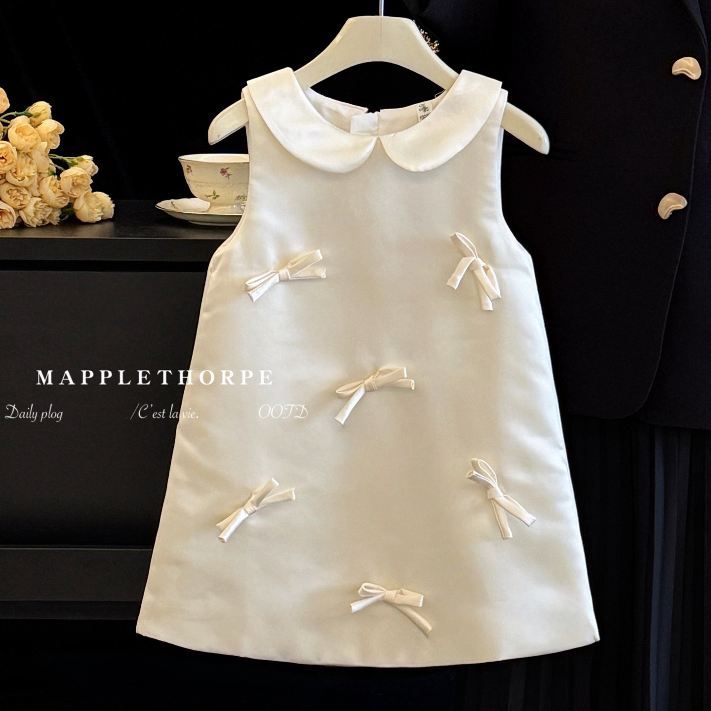 女童礼服裙春秋款2025新款女宝宝生日宴公主裙儿童高端缎面背心裙,淘宝优惠券,粉丝福利购,淘宝优惠卷