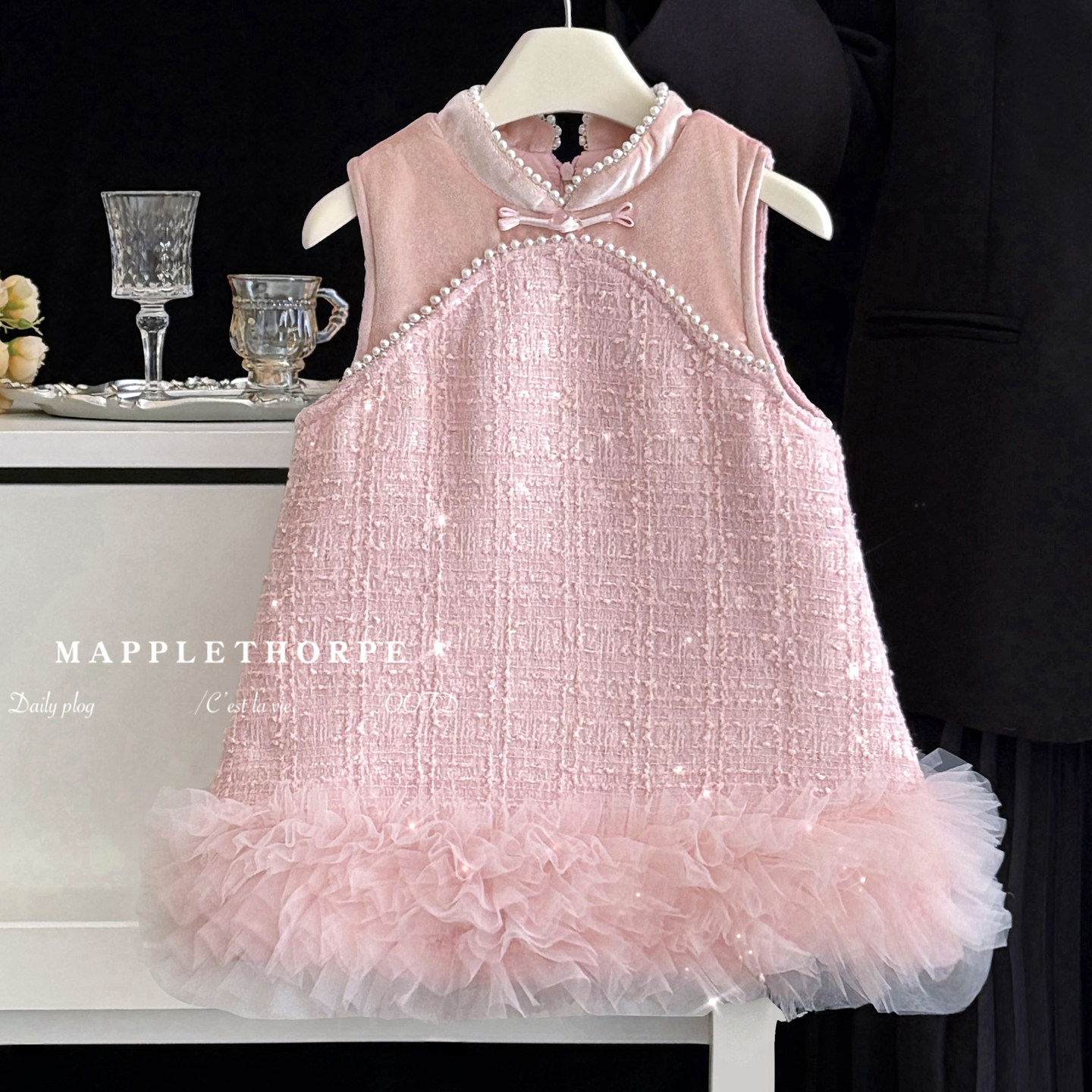 女童红色连衣裙冬季加厚夹棉宝宝背心裙套装儿童洋气中国风拜年服,淘宝优惠券,粉丝福利购,淘宝优惠卷