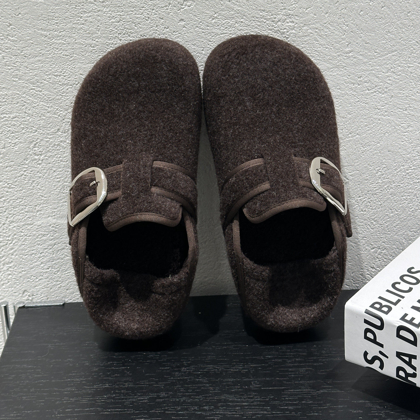 灰色毛呢内增高厚底勃肯鞋女加绒加厚保暖懒人一脚蹬冬季勃肯棉鞋,淘宝优惠券,粉丝福利购,淘宝优惠卷