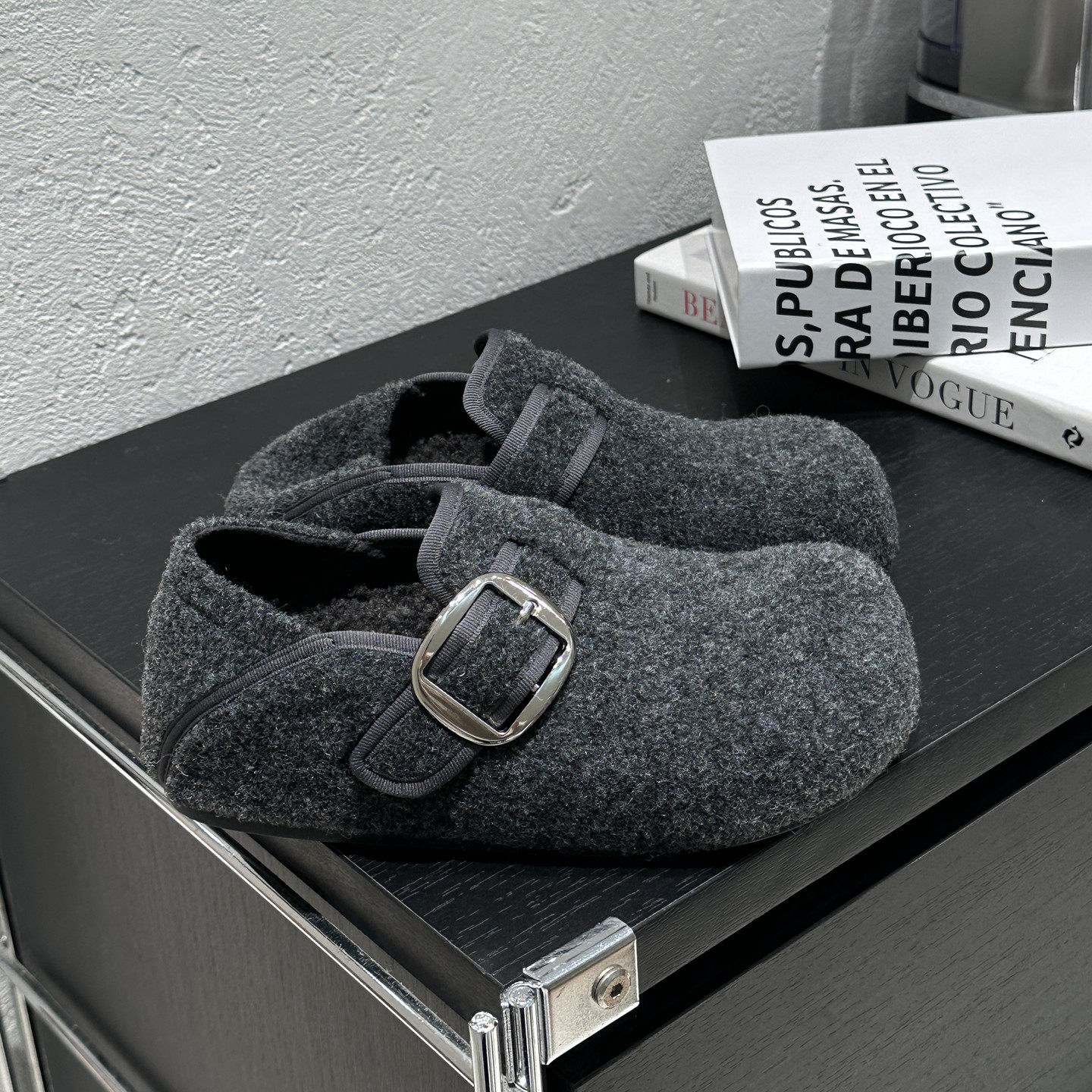 灰色毛呢内增高厚底勃肯鞋女加绒加厚保暖懒人一脚蹬冬季勃肯棉鞋,淘宝优惠券,粉丝福利购,淘宝优惠卷