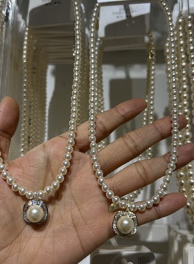 法式复古高级感水钻包边珍珠项链精致名媛时尚气质百搭简约锁骨链