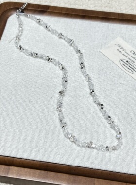 法式简约双层叠戴碎银贝壳吊坠项链冷淡风轻奢小众气质百搭锁骨链