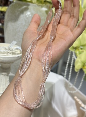 日韩新款时尚气质彩色多层串珠项链清冷感甜美小众洋气个性锁骨链