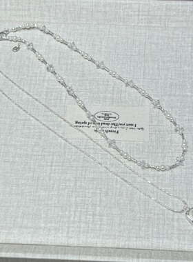 日韩气质水晶拼接双层叠戴珍珠项链时髦简约小众设计感百搭锁骨链