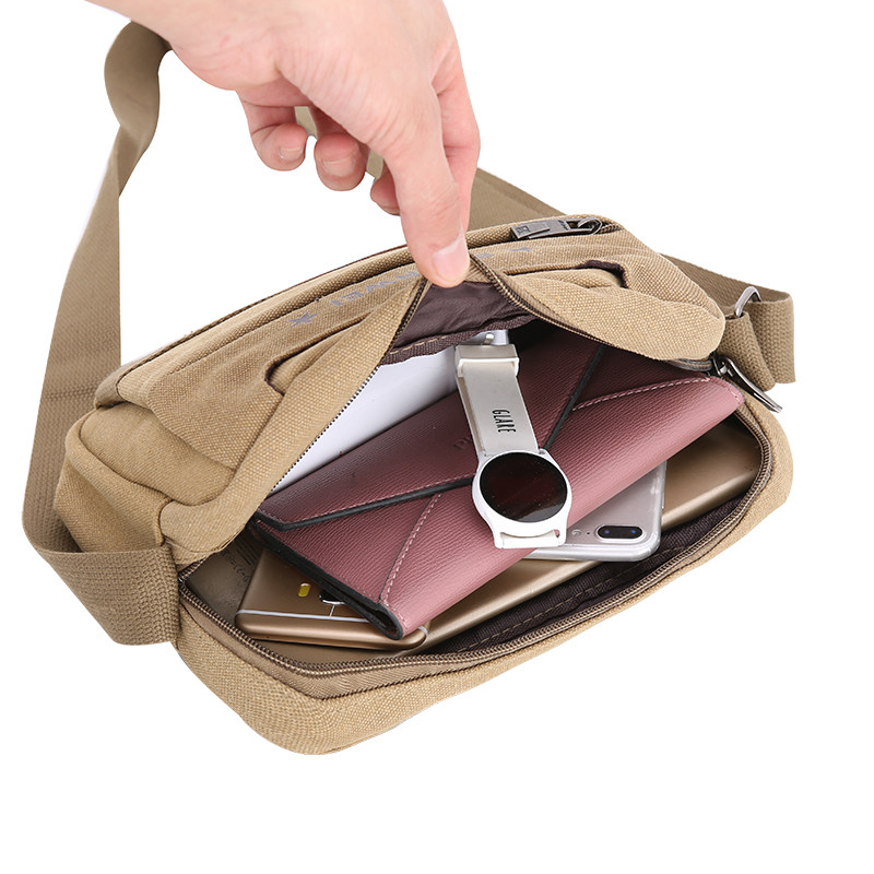 韩版帆布单肩包男女士收钱包休闲简约复古包户外多功能斜挎小背包,淘宝优惠券,粉丝福利购,淘宝优惠卷