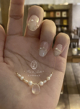 半隐形白水晶珍珠项链