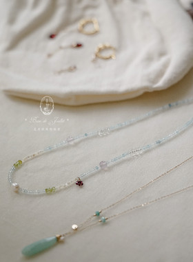 夏日微风天然彩色宝石串珠项链