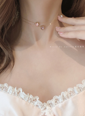 夏日微风芭比粉色玫红紫色项链