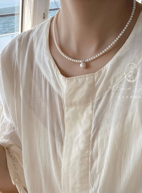 复古淡水珍珠项链锁骨小众