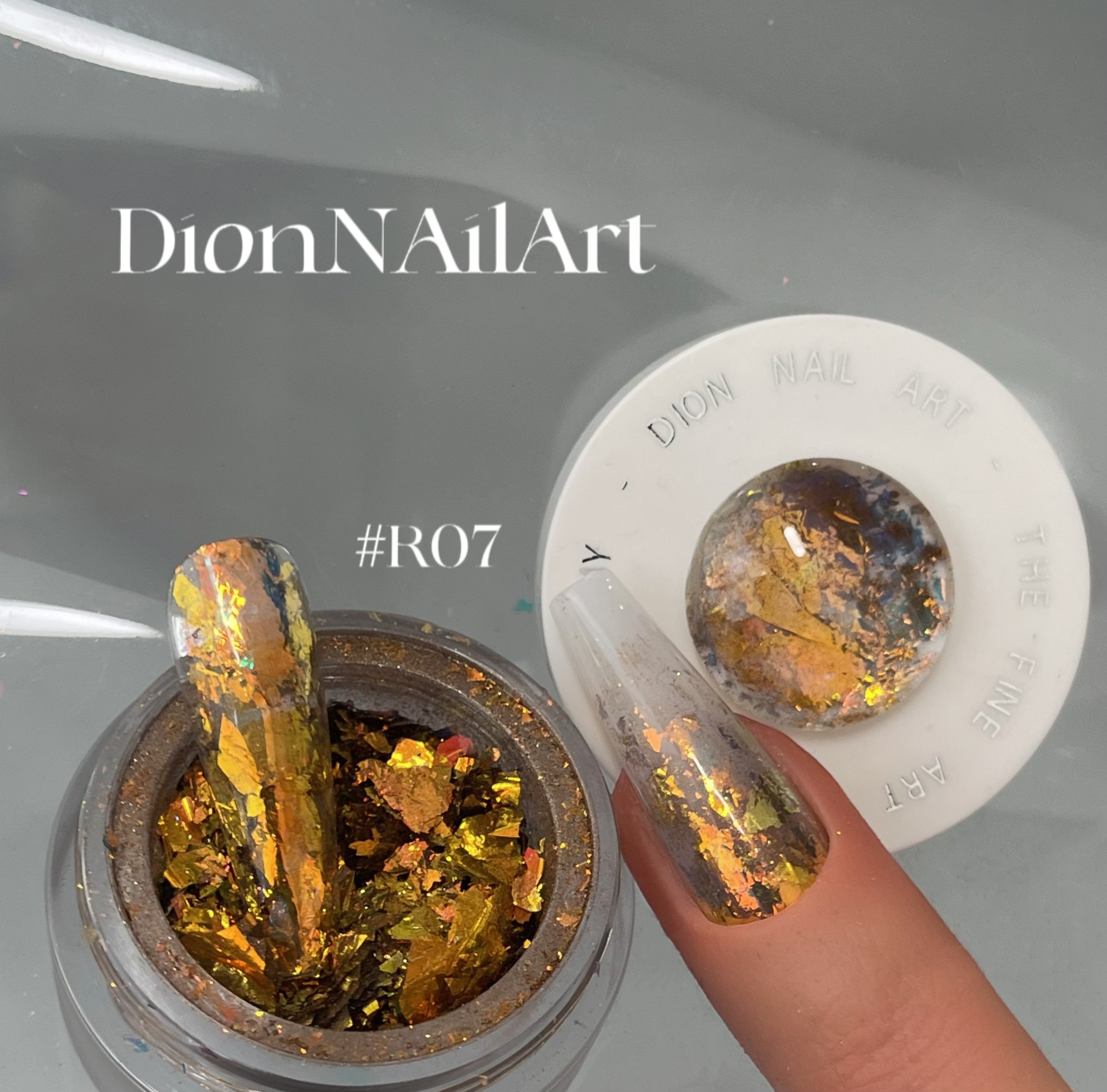 DionNAilArt金箔云锦粉大闪片款式叠加渐变效果R01-R10-图1