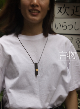 原创设计风黑檀木刻字吊坠项链