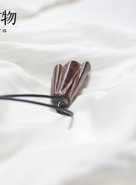 雕塑文艺风木质禅意棉麻毛衣链