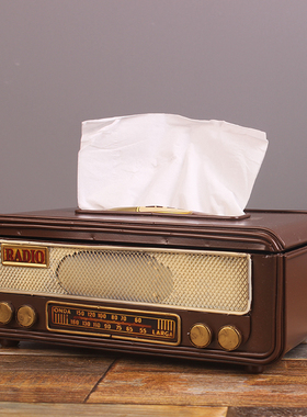 美式风手工铁艺货柜造型纸巾盒