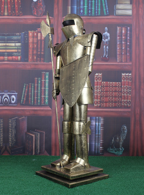 中世纪风铁艺武士酒吧橱窗摆件