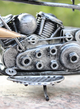 怀旧铁皮手工二战哈雷摩托车模型