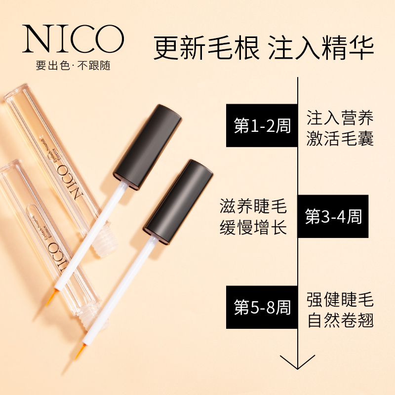 nico旗舰店Nico眼睫毛防水卷翘睫毛增长液纤长滋养眉毛自然生长浓密男女正品2