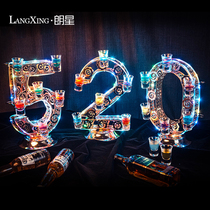 Birthday Suit 520 Luminous Bullet Cup Cocktail Rack Bar Ktv One Cup Foreign Wine Metal Cup Shelf Order