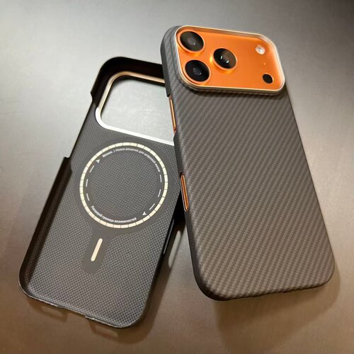 适配苹果17promax手机壳新款真凯夫拉iPhone17Pro保护套超薄磁吸芳纶碳纤维日落月升外壳手机保护套男士商务 - 图2