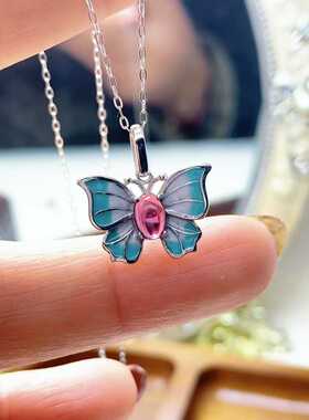 天然石榴石吊坠925银镶嵌素面椭圆宝石多款式项链精致百搭