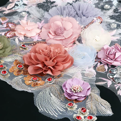 Трехмерная кружевная ткань, ципао, детское ханьфу, наклейка, 14 года, с вышивкой, в цветочек