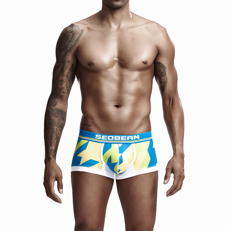 4色SEOBEAN/希宾新品男士内衣 平角内裤 立体剪裁 千鸟格印花