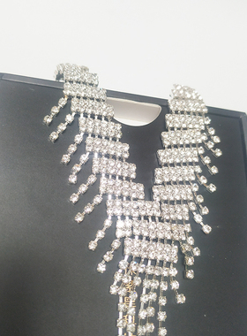 欧美时尚水钻网红衣链超闪项链