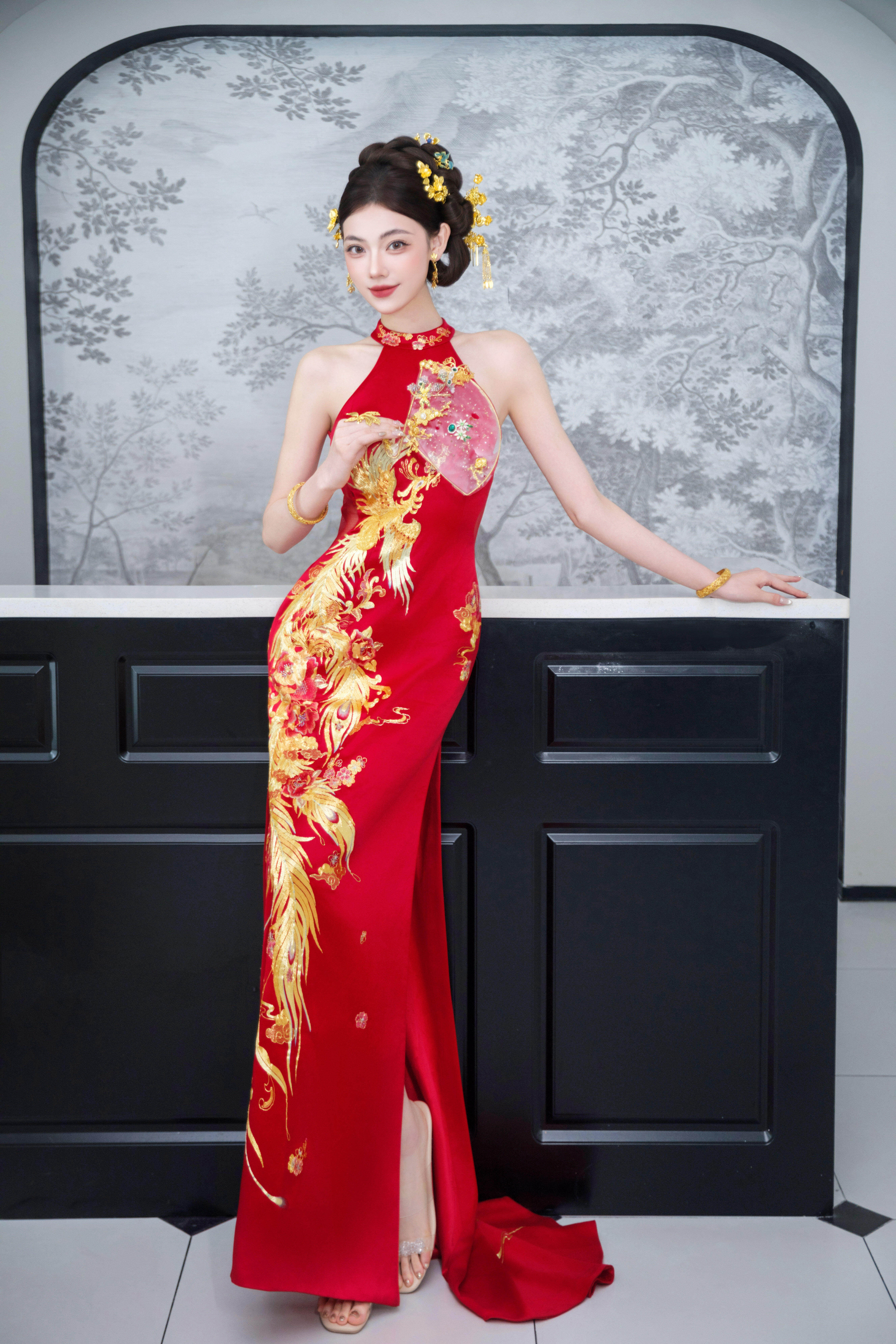 出租南枝同款新款旗袍婚服重工刺绣新娘结婚订婚礼服外套拖尾大码,淘宝优惠券,粉丝福利购,淘宝优惠卷