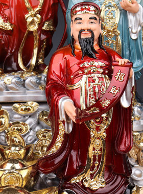高端五路财神赵公明神像摆件文武财神爷武财神赵公明像寺庙供奉神