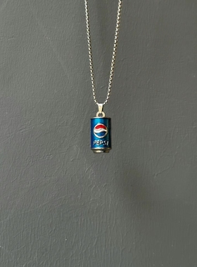 百事可乐瓶项链钛钢蓝色项链嘻哈毛衣项链 卫衣项链吊坠饰品