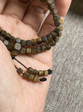 小方糖沉香双圈手串手链叠戴