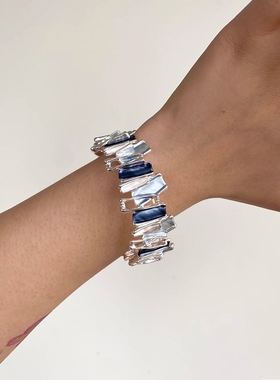 新款不规则彩色滴油合金手镯 手工画油创意几何拼接女士手链