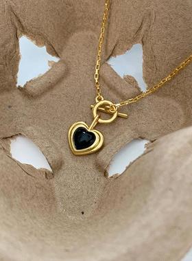 复古轻奢黑桃爱心项链