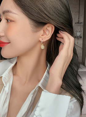 欧美镀K金女猫眼石小众设计耳环