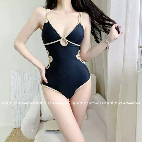 法式复古高级感简约镂空花朵连体三角泳衣女显瘦温泉海岛度假泳装 - 图2