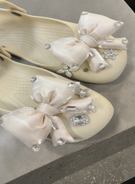 洞洞鞋鞋花芭蕾风新款高级感蝴蝶结重工超仙适配crocs鞋扣diy鞋配