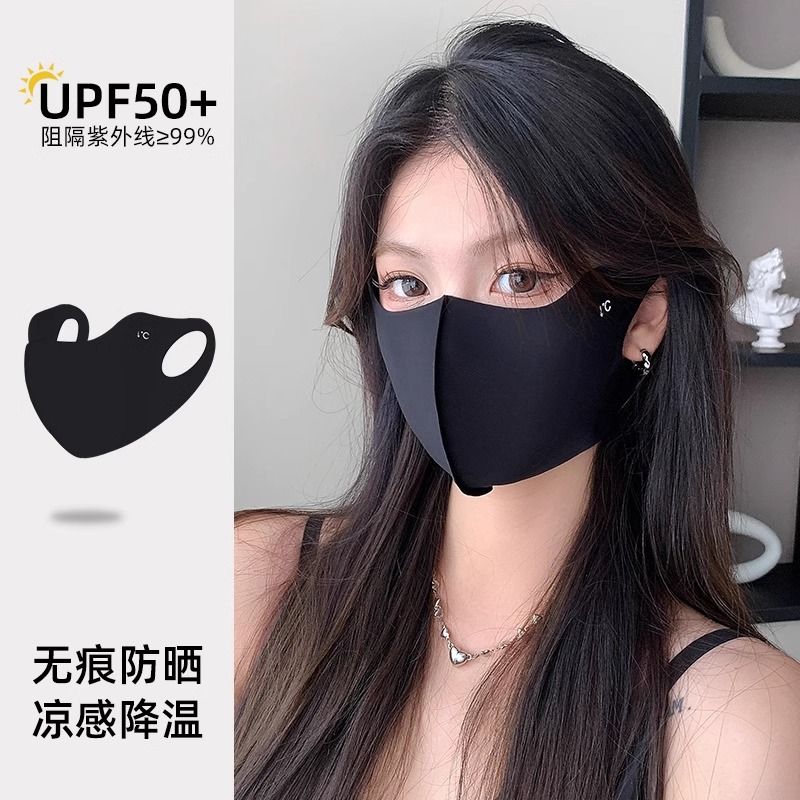 3D立体无痕防晒口罩女高颜值2024新款夏季防紫外线护眼角冰丝面罩 - 图2