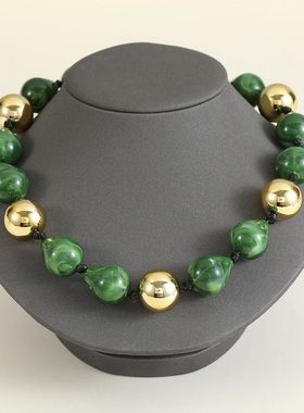 欧美跨境饰品夸张朋克撞色项链嘻哈潮流树脂压克力串珠几何圆球女