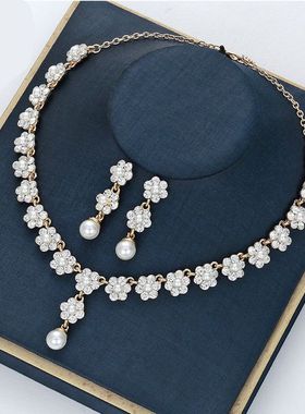 欧美创意新娘珍珠水晶宝石女