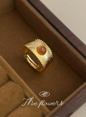 文艺复古时尚高感中古风厚镀K真金保色 开口可调节戒指手饰品