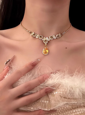 轻奢复古小众水滴项链耳钉女