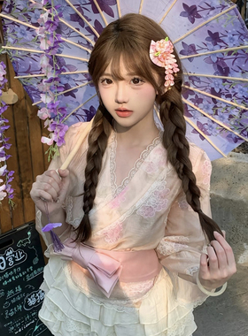 日式和风和服扇形花朵流苏发夹