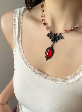 万圣节哥特风黑色蝙蝠项链