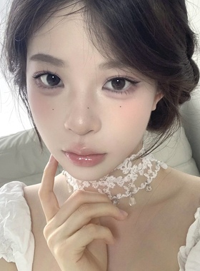 氛围感纯欲白色蕾丝choke项链