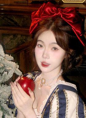 新年氛围感红色丝绒蝴蝶结发夹女